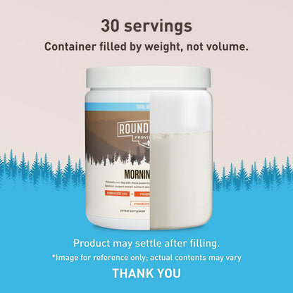 ROUNDHOUSE PROVISION Morning Kick Greens, Strawberry Lemonade, 30 Servings Greens Superfood Powder for Gut Health, Sugar Free, Caffeine Free, Ashwagandha, Collagen Peptides, Probiotics, Chuck Norris